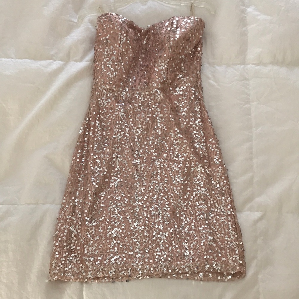 F21 strapless sequins dress